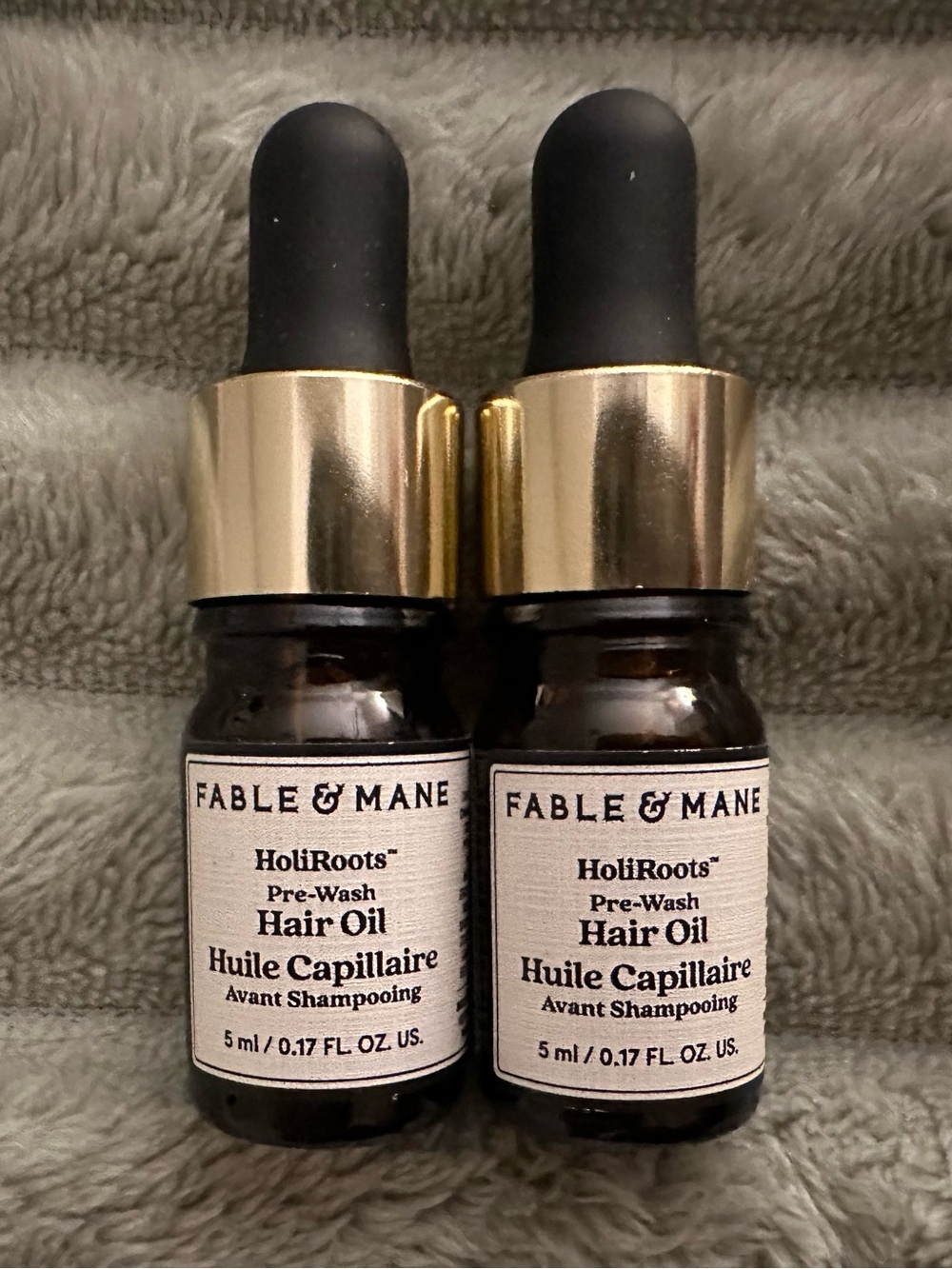 Fable & Mane HoliRoots Pre-Wash Hair Oil Duo - Bottles with Gold Droppers